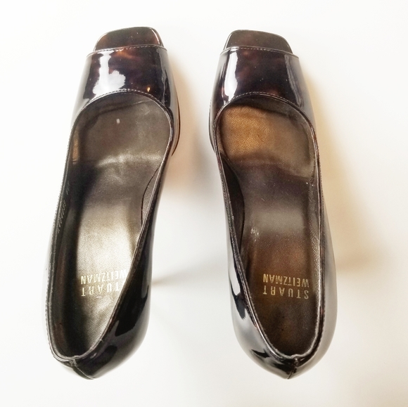 Stuart Weitzman Tortoiseshell Peep Toe Heels - Picture 3 of 8